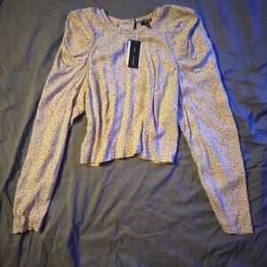 Women's Cream Animal Print Long Sleeve Top